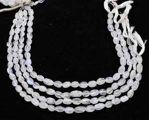 Perles ovales lisses en pierre de lune arc-en-ciel blanc naturel 7x10 mm, pierres précieuses en pierre de lune arc-en-ciel, 12,5 pouces pour la création de bijoux - Product Image 4