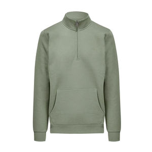 Sudadera de Hombre Casual Verde Sólido con Cierre de Cremallera, 100% Poliéster, Deportiva, Transpirable, Corte Regular, Cuello Alto, 220g - Product Image 3