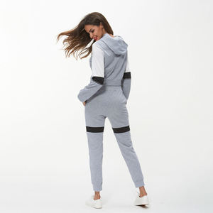 Conjunto Deportivo de Mujer con Capucha y Bloques de Color, Pantalones Jogger Casuales de Manga Larga, Transpirables, de Spandex y Algodón, para Otoño - Product Image 2