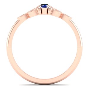 Bague REYES en or massif 14 carats avec saphir bleu taille ovale de 0,21 carat, certifiée GRA, en moissanite, pierre de naissance pour femme - Product Image 4