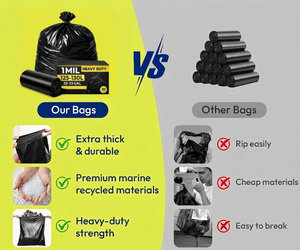 Bolsas de Basura Comerciales Premium TH GB-004 de 33 Galones, Bolsas de Basura Negras de HDPE para Hotel, Restaurante, a Prueba de Fugas, con Sello Estrella, Suministro al por Mayor - Product Image 2