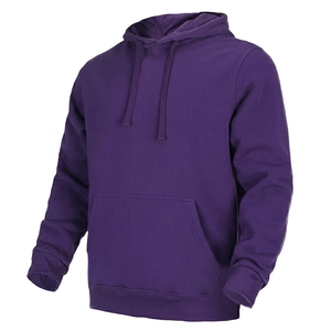 Ensemble de survêtement unisexe violet à capuche 100 % coton, couleur unie, manches longues, décontracté, avec cordon de serrage et poches, pour l'automne - Product Image 4