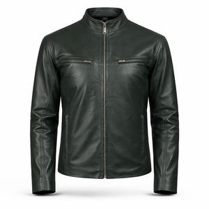 Chaqueta Bomber Unisex Verde de Cuero Genuino, Impermeable y Resistente al Viento, con Cierre Clásico, Estilo Casual, Fabricante ODM Personalizado - Product Image 1