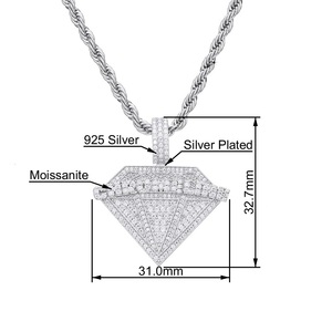 <b>Mens</b> Moissanite Diamond 925 <b>Silver</b> Diamond Shape <b>Pendant</b> Iced Out Hip Hop Jewelry Lightweight Statement Necklace Certified - Product Image 6