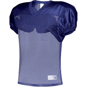 Maillot de football américain col en V à manches courtes en mesh respirant pour homme adulte, coupe classique, bleu marine - Product Image 1