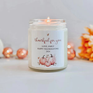 Vela en frasco de vidrio personalizada Sweet Harvest para el Día de Acción de Gracias, ideal para parejas, reuniones familiares, regalos de agradecimiento. - Product Image 3
