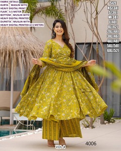 Robe Anarkali brodée Meher Green Bandhani pour femmes - Robe élégante de style indien/pakistanaise en maslin, longueur au sol, pour toutes les occasions - Product Image 2