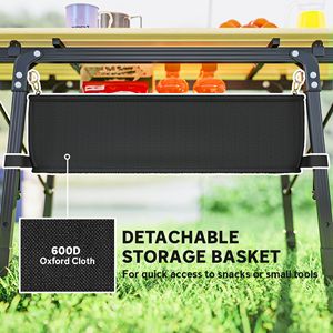 Table pliante portable en aluminium de 3 pieds pour pique-niques et barbecues en extérieur, base trépied marron style bois avec sac de transport - Product Image 4