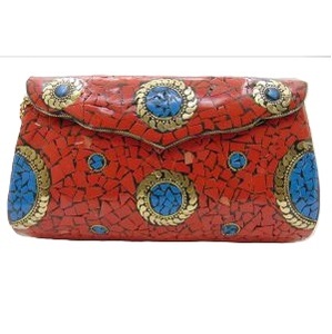 Pochette bohème en métal mosaïque pour femme, sac à rabat, motif pierre, pour soirée, mariage, cadeau, fabriqué à la main avec une qualité supérieure - Product Image 5