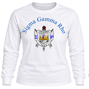 เสื้อยืดแขนยาว Sigma Gamma Rho White 1922 Shield Crest ผ้าฝ้ายนุ่มลายกราฟิกคลาสสิกของชมรมกรีก สำหรับใส่ลำลองทุกวัน - Product Image 3