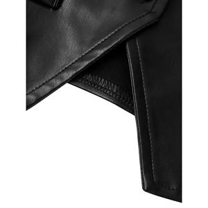 Chaleco de cuero impermeable y elegante para mujer, de lona, al por mayor, a la moda, estilo hip hop, de cuero genuino premium, con triple botonadura - Product Image 4