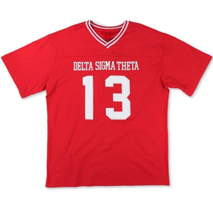 เสื้อยืดคอวีสีแดงปักลาย DST สำหรับผู้หญิงสไตล์กรีก  ใส่สบาย ระบายอากาศได้ดี แขนสั้น เหมาะสำหรับฤดูร้อน - Product Image 1