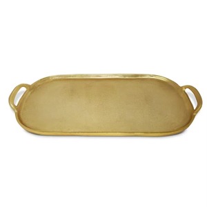 Bandeja Rectangular de Metal Plateado con Asas Tejidas, Bandejas Decorativas Modernas, Paquete Individual - Product Image 3