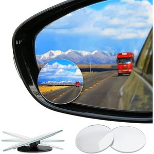 Specchietto Retrovisore Convesso Rotondo Regolabile in Vetro HD Senza Cornice, Rotazione a 360° per Auto, SUV, Camion, Facile Installazione con Adesivo - Product Image 1