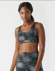 Soutien-gorge de sport à imprimé tropical pour femme, avec rembourrage et design sans couture, idéal pour le yoga, la gym et les tenues de sport. - Product Image 1