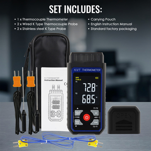 Dual Channel Thermocouple Thermometer K/J/T Probes Temperature Measurement Wired & Stainless Steel Probe - Product Image 2