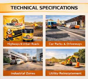 Parche de Asfalto Sunny Patch Grado A1 para Reparación de Agujeros con Punto de Suavidad 49-56 para Construcción de Carreteras - Product Image 4