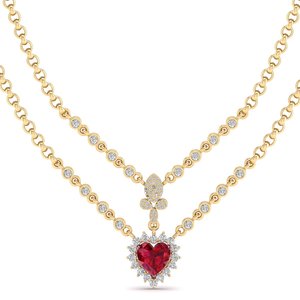 Prix de gros usine REYES Collier pendentif en argent sterling 925 avec moissanite et pierre précieuse rubis taille cœur 3,5 carats, Bijoux fins - Product Image 6