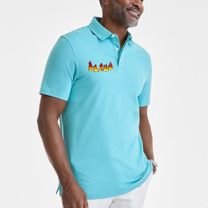 Polo en coton tricoté 220 GSM 100 % coton à manches courtes pour homme, couleur unie, tenue décontractée d'été, personnalisable avec logo – Vente en gros - Product Image 4