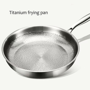 Premium Food Grade Titanium Alloy Fry Pan Stainless Steel Hammered <b>Non</b> <b>stick</b> <b>Non</b>-toxic Cooking Pan with Lid for Kitchen - Product Image 4