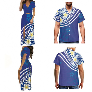 Robe de style polynésien Samoa, jupe longue à fente haute pour filles, haut court sexy à col en V et jupe pour femmes - Product Image 6