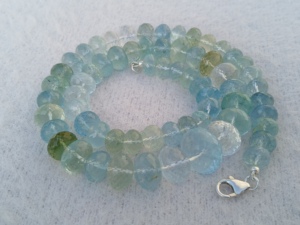 Collier de perles facettées rondes en aquamarine multicolores naturelles, 17-10 mm, brin de 20 pouces, fermoir en argent sterling 925, Haram Gems - Product Image 2