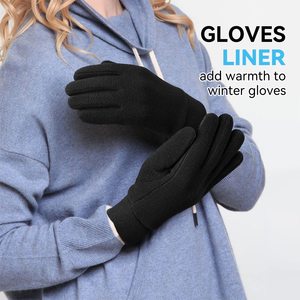 Unisex Full Finger Breathable Fleece Touch Screen <b>Gloves</b> Wrist Length Black Polyester/Cotton Winter Outdoor Daily Use Plain - Product Image 5