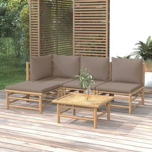 Ensemble de salon de jardin modulaire en bambou taupe, solution élégante et confortable pour les rassemblements en plein air - Product Image 1