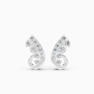 Boucles d'oreilles clous en forme de feuille incurvée avec diamants de laboratoire de 0,28 carat en or jaune 9K, or blanc, or rose - Product Image 2