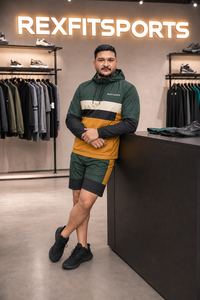 REXFIT SPORTS 2026 Ensemble veste et short unisexe personnalisé en nylon color block, survêtement léger à capuche pour la gym, le streetwear et les activités de plein air - Product Image 4