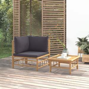 Ensemble de salon de jardin modulaire compact en bambou naturel - Product Image 1