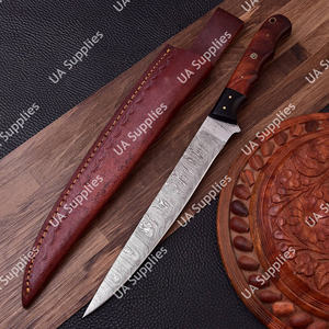 มีดแล่เนื้อเหล็กดามัสกัสแบบเต็มด้าม น้ำหนักเบา ขนาด 7 นิ้ว ด้ามไม้พะยูงธรรมชาติ ผิวขัดเงา คุณภาพระดับอุตสาหกรรม ผลิตด้วยมือ - Product Image 6