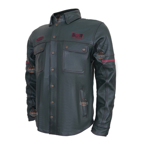 Men's <b>Motorcycle</b> Leather <b>Shirt</b> Full Grain Cowhide Heavy Duty Breathable Windproof Protective Racing Apparel Summer Custom Logo - Product Image 1