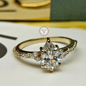 Anillo de Compromiso con Diamante Cultivado en Laboratorio con Corte de Pera, Certificado por IGI, para Mujer, Oro de 14K, Joyería Nupcial, Regalo - Product Image 1
