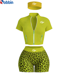 Top Trending Hot Selling Summer Clothes Women Custom Streetwear <b>Workout</b> Sets Zip up Short Sleeve <b>Jacket</b> and Shorts 3 Pcs Set - Product Image 5