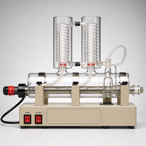 เครื่องกลั่นน้ำสองขั้นตอนอัตโนมัติจากแก้วบอโรซิลิเกตสำหรับการใช้งานในห้องปฏิบัติการและการแพทย์ที่มีความบริสุทธิ์สูง - Product Image 5