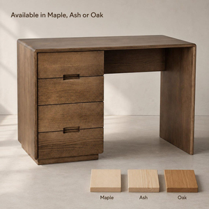 Solid Wood <b>Desk</b> <b>with</b> <b>Drawers</b> Handcrafted Wooden Writing Table for Home Office Study Workspace <b>Computer</b> Workstation Furniture - Product Image 4