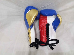 นวมชกมวย Cleto Reyes รุ่น Professional สีน้ำเงิน แดง ขาว ทอง หนังเย็บเชือกแบบเม็กซิกัน นวมชกมวยแบบสั่งทำพิเศษ - Product Image 3