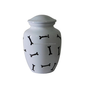 Urnas para mascotas de cremación de aluminio de alta calidad con estampado de pata, urnas funerarias de Metal con acabado de mármol dorado y azul para cenizas humanas - Product Image 2