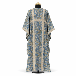 ชุดเดรสยาวแบบคาฟตัน พิมพ์ลายด้วยมือ ผ้าฝ้าย คอเสื้อแบบโยก ไหล่ตก แต่งขอบ ดีไซน์ทำมือสำหรับผู้หญิง เหมาะสำหรับใส่ไปเที่ยวชายหาดหรือรีสอร์ท - Product Image 6