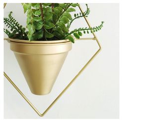 Gold Geometric Metal Plant <b>Hanger</b>,Hanging Plant Pot, Modern Planter, Mid Century Plant Holder, Minimalist Planter for Indoor Out - Product Image 2