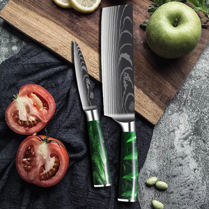 LEGACY BLADES Professional Damascus Chef <b>Knife</b> <b>Set</b> 10-Piece Resin Handle Handmade Razor <b>Sharp</b> Ambidextrous Sustainable <b>Knives</b> - Product Image 6