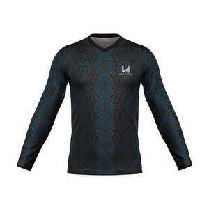 T-shirt à manches longues col en V personnalisé, tricoté, imprimé par sublimation, séchage rapide, écologique, coupe classique, respirant, décontracté, pour le sport - Product Image 5