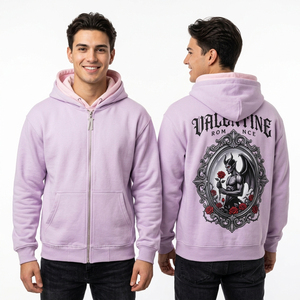 Custom Forest Green Zip Up Hoodie Men <b>Rhinestone</b> Zipper Streetwear Owl Heart Graphic Print Heavyweight Fleece Hooded <b>Jacket</b> - Product Image 3