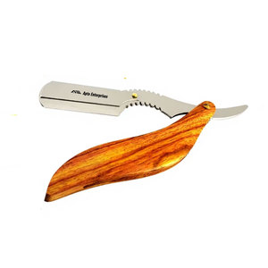 Navaja de Afeitar Profesional para Barbería con Mango Curvo de Madera, Cuchilla Plegable Recta y 10 Cuchillas de Repuesto - Product Image 5
