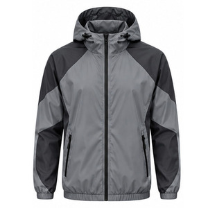 Windbreaker <b>Jacket</b> for Men <b>Lightweight</b> Outdoor <b>Running</b> Water Resistant Full Zip Hooded Sportswear Bulk Order Sportswear Supplier - Product Image 1