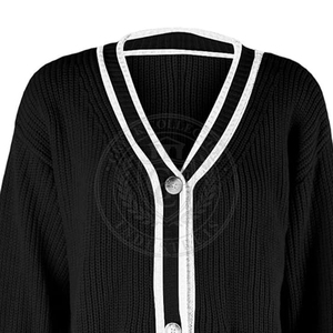Sorority Custom Black <b>Cardigan</b> <b>White</b> Trim Acrylic <b>Knitted</b> Button Closure Greek Letter Embroidery Full Sleeve Women's Sweaters - Product Image 4