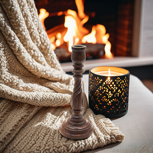 Lanternes et pots décoratifs rustiques de bougeoirs en bois d'Inde pour la pièce maîtresse et les piliers de Noël - Product Image 1