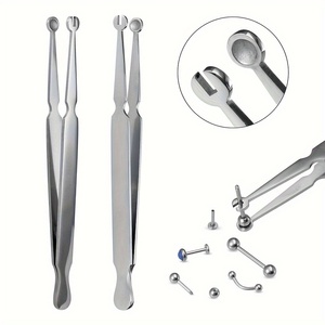 High Precision Surgical Steel Piercing Clamp Tweezer for Body Jewelry Placement Nose <b>Ring</b> Ear Stud <b>Lip</b> <b>Ring</b> Belly Piercing Tool - Product Image 3