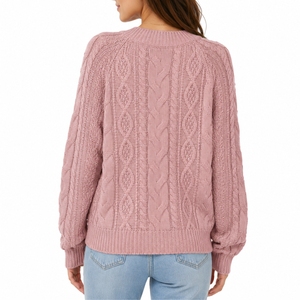 Pull pour femme couleur blush, tricot torsadé, élégant, confortable, chaud, pull décontracté de qualité supérieure, tendance de la mode hivernale pour femmes - Product Image 2